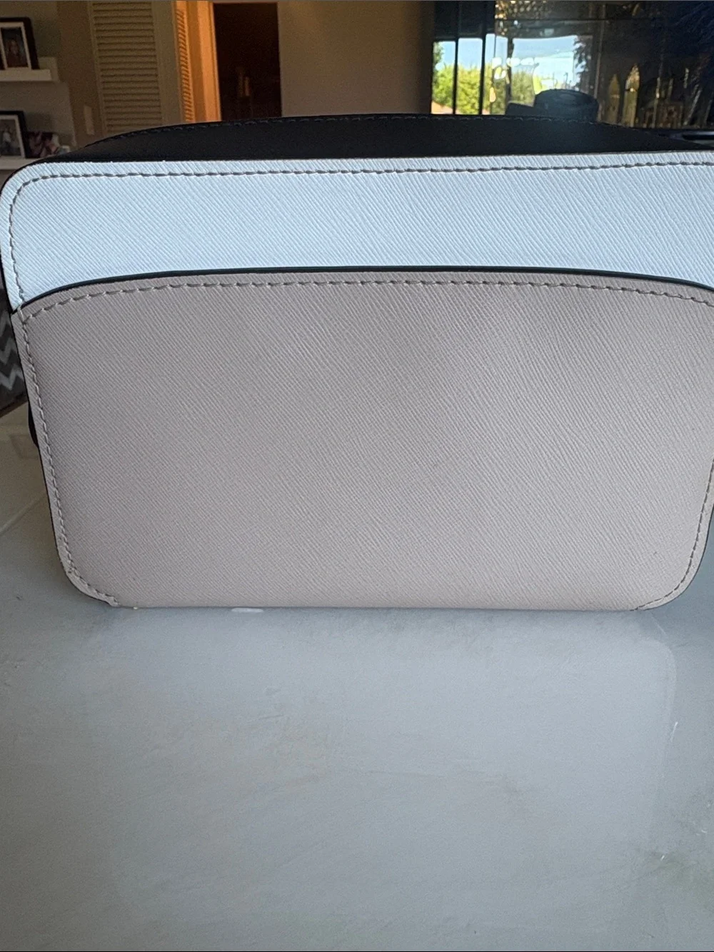 kate spade, Cream, Tan and white White with Black Leather straps Crossbody